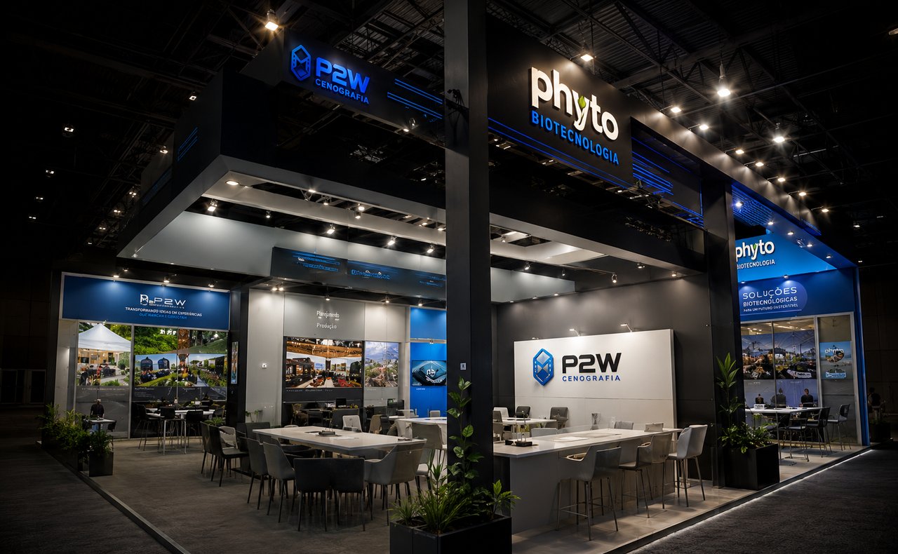 Estande corporativo desenvolvido pela P2W Cenografia