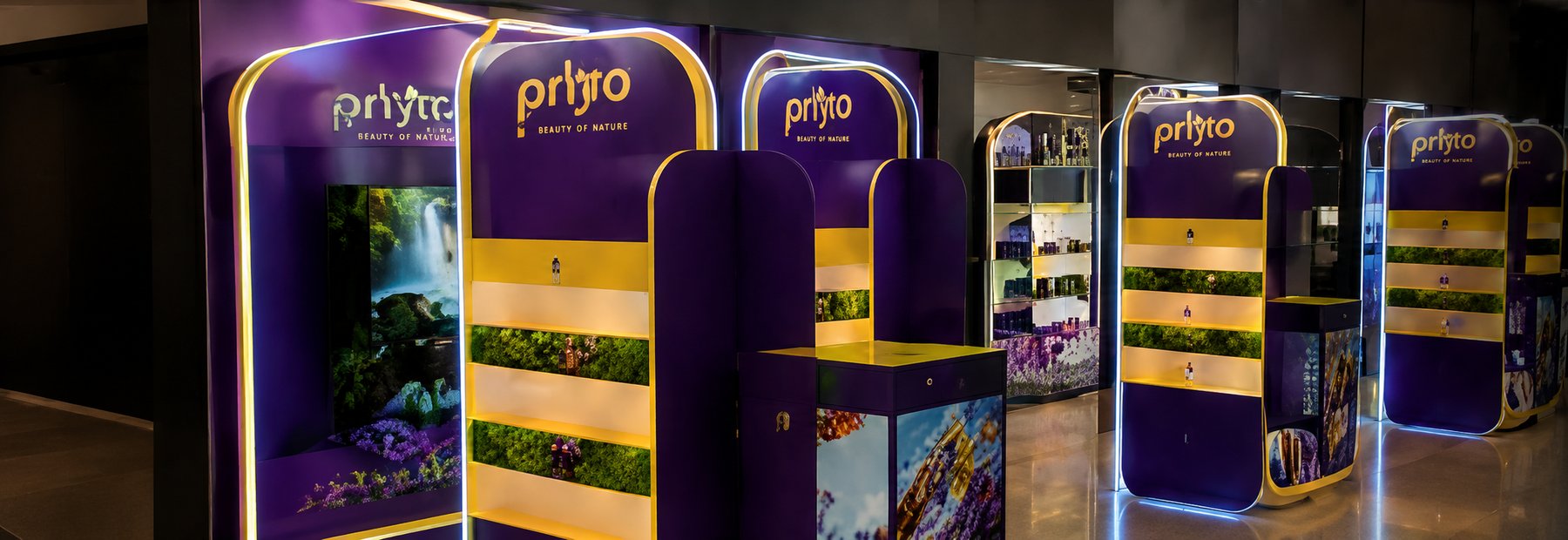 Displays de comunicação visual da marca Phytoervas